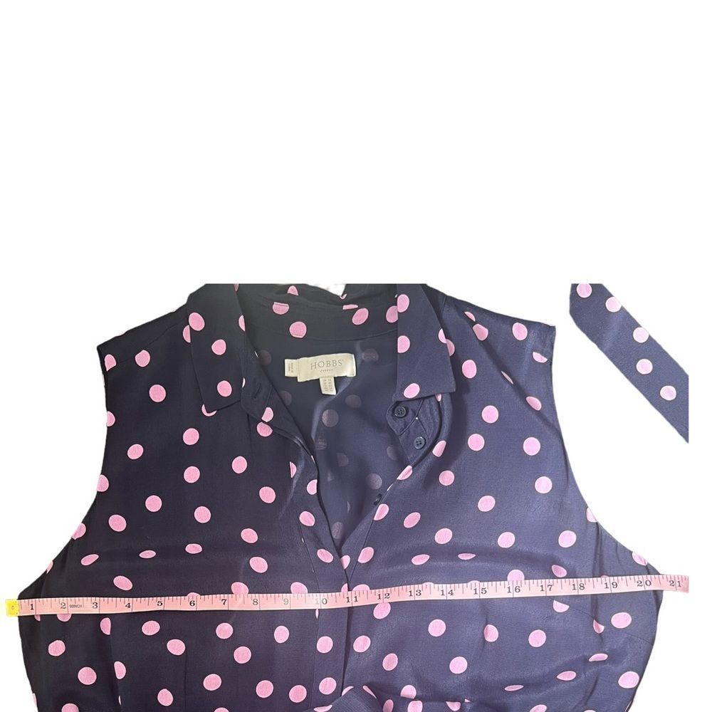 Hobbs London Polka Dot Midi Dress - Navy with Pink Dots US 10 - Picture 6 of 9